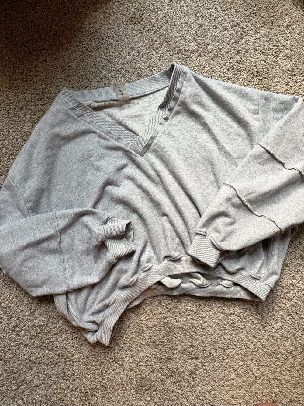Altar’d State Light Gray V-Neck Women's Sweater